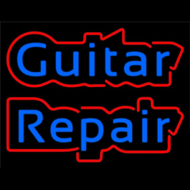 Custom Blue Guitar Repair 2 Neon Sign USA