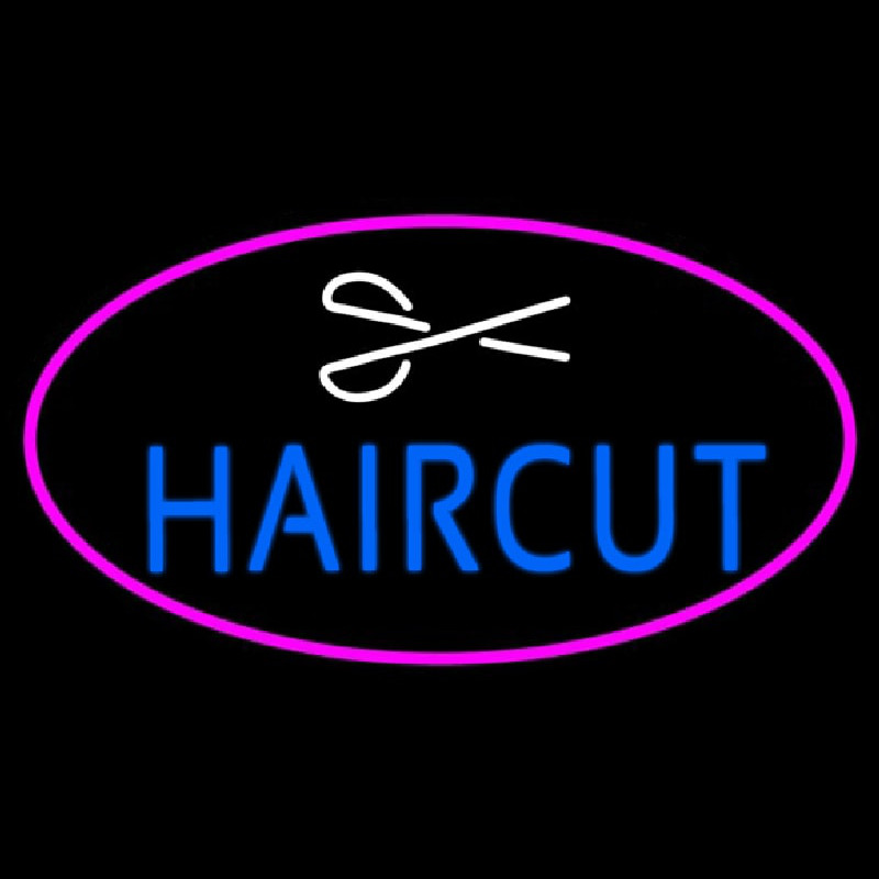 Custom Blue Haircut With Scissor Neon Sign USA