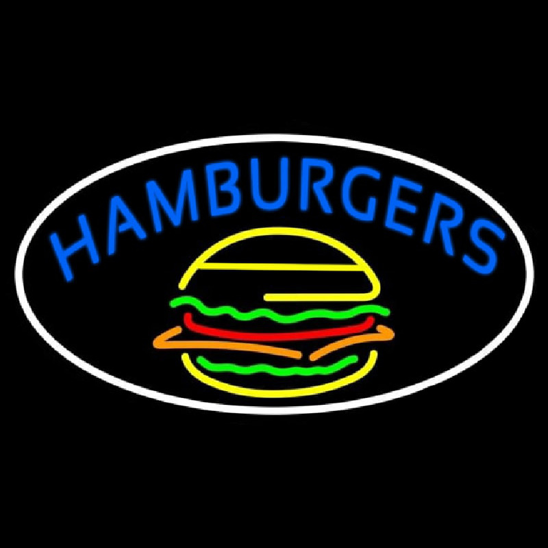 Custom Blue Hamburgers Oval Neon Sign USA