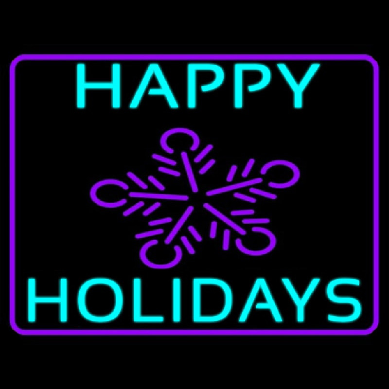 Custom Blue Happy Holidays Neon Sign USA