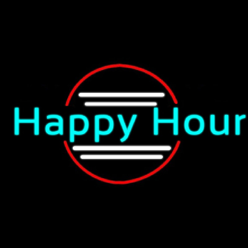 Custom Blue Happy Hour Neon Sign USA