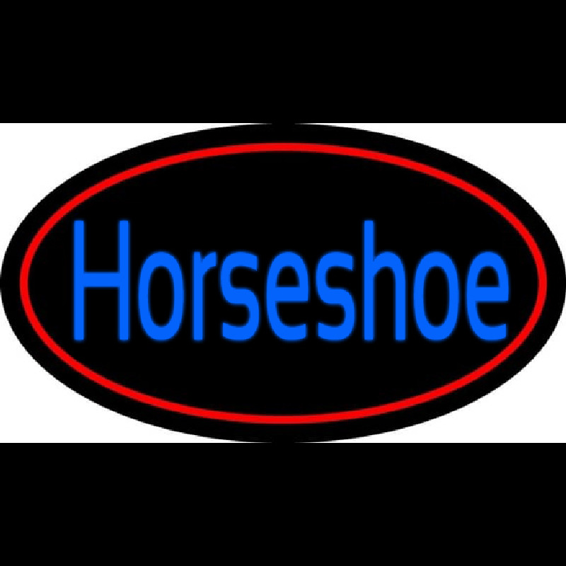 Custom Blue Horseshoe With Red Border Neon Sign USA