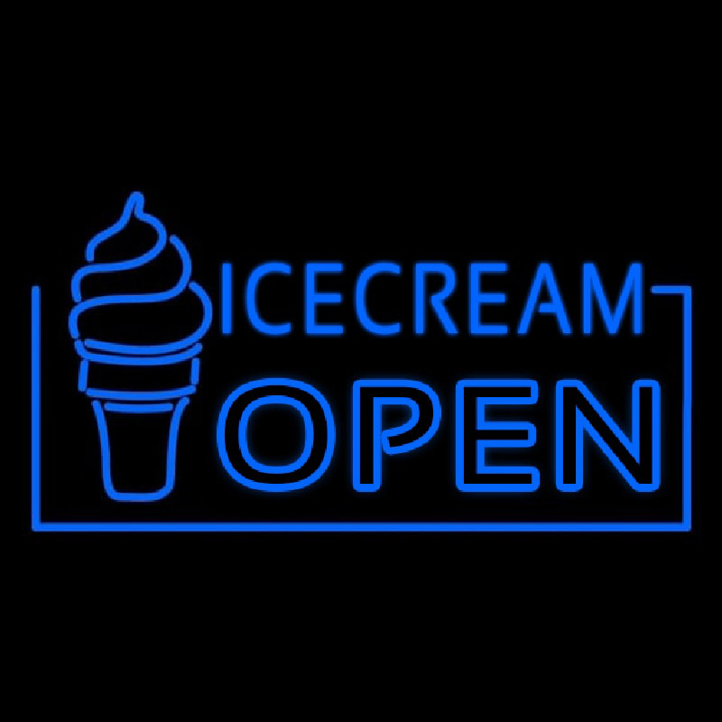 Custom Blue Ice Cream Open Neon Sign USA