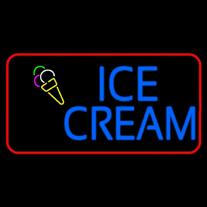 Custom Blue Ice Cream With Red Border Neon Sign USA