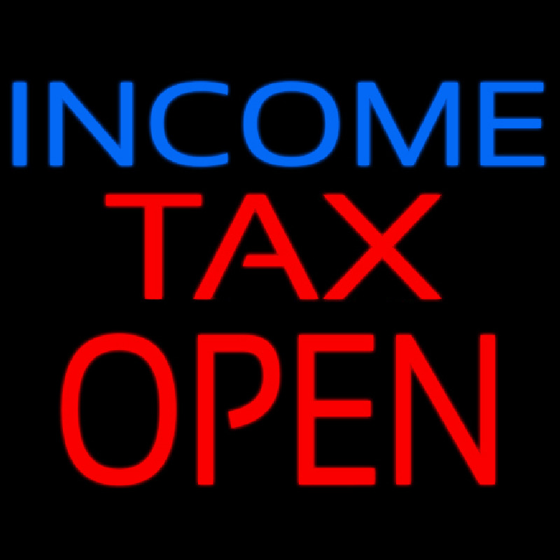 Custom Blue Income Red Tax Open Neon Sign USA