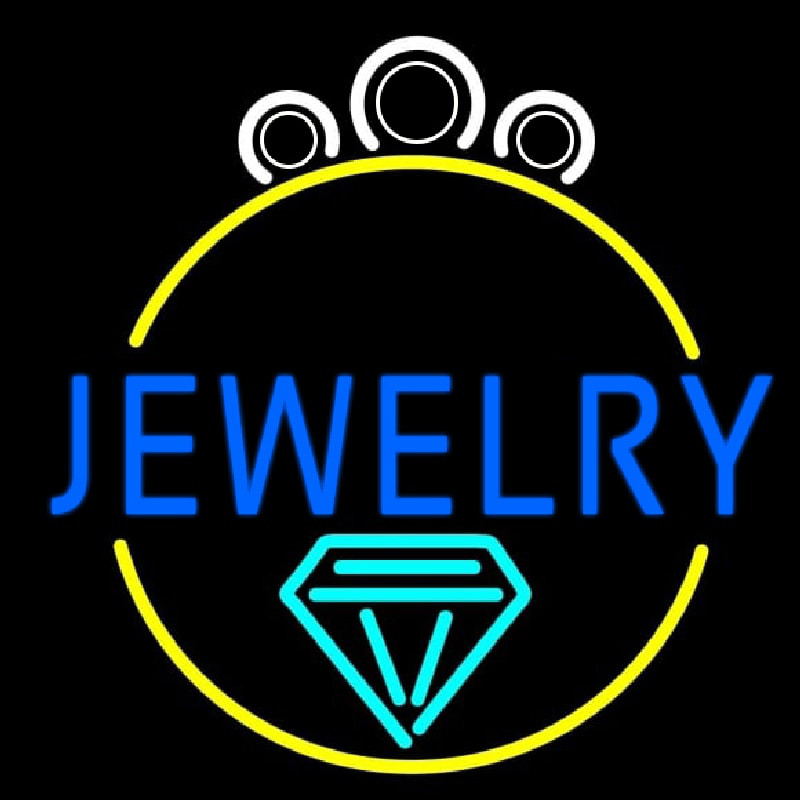 Custom Blue Jewelry Center Ring Logo Neon Sign USA