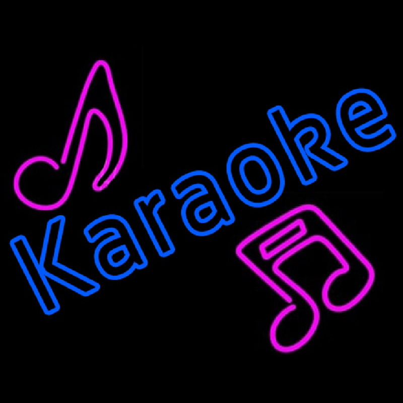 Custom Blue Karaoke Red Musical Note Neon Sign USA