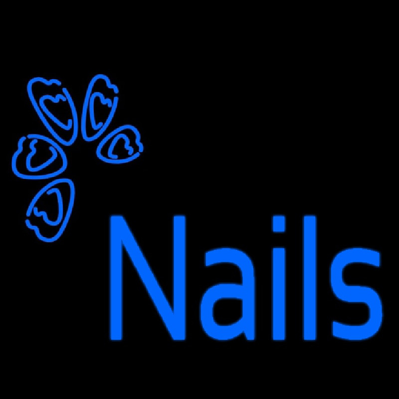 Custom Blue Nails Logo Neon Sign USA