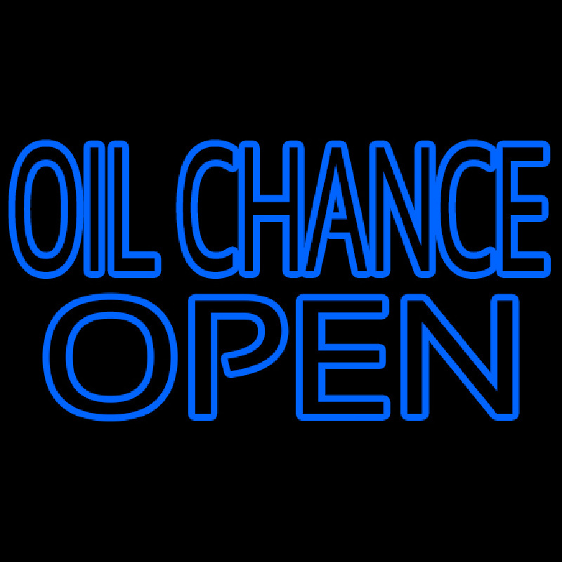 Custom Blue Oil Change Open Neon Sign USA