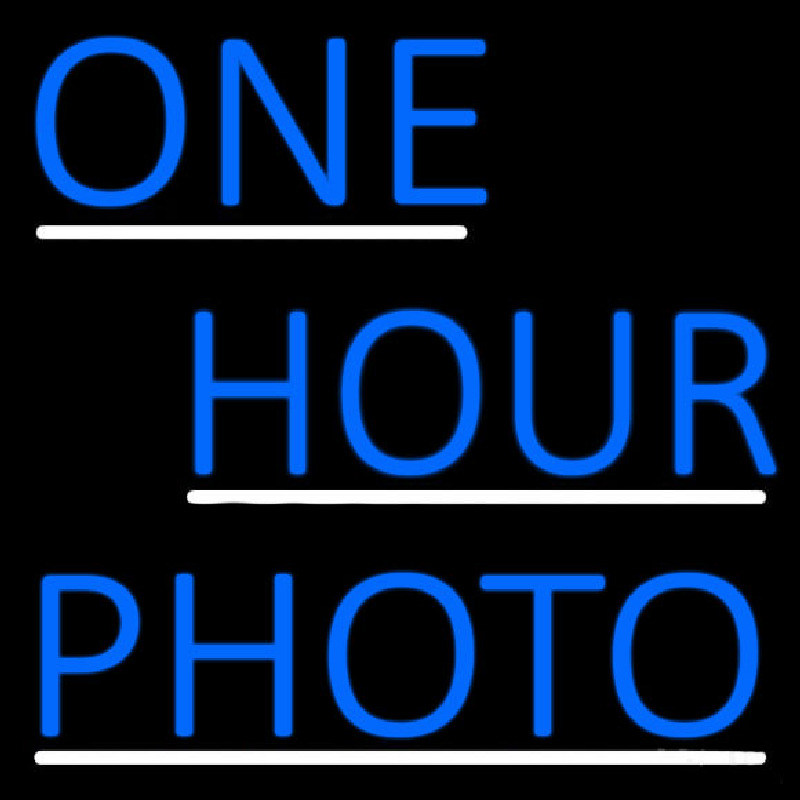 Custom Blue One Hour Photo With Line Neon Sign USA
