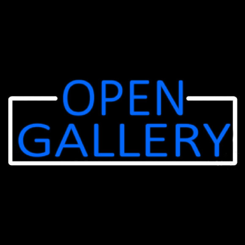 Custom Blue Open Gallery With White Border Neon Sign USA