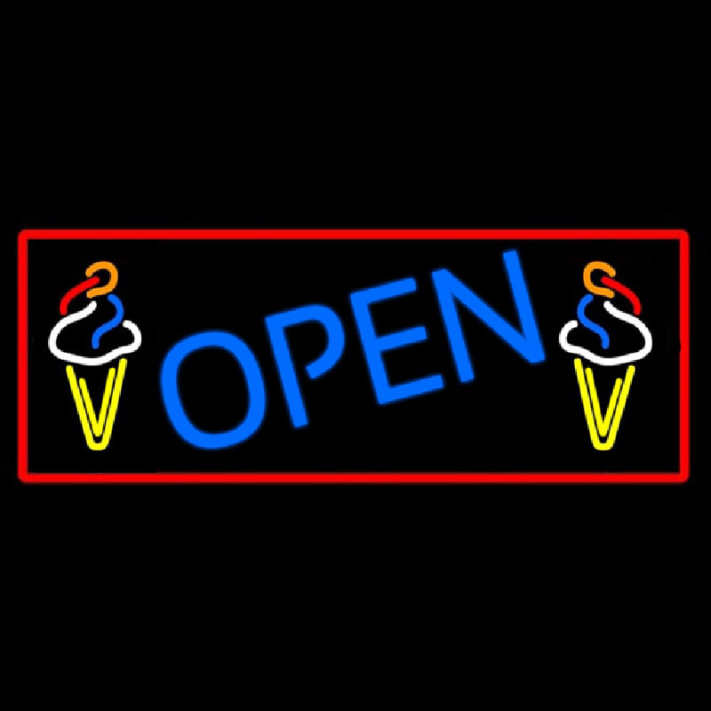 Custom Blue Open Ice Cream Cone Neon Sign USA