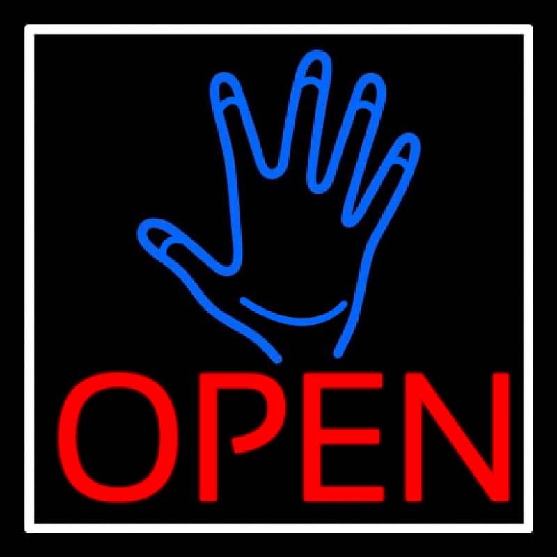 Custom Blue Palm Open Neon Sign USA