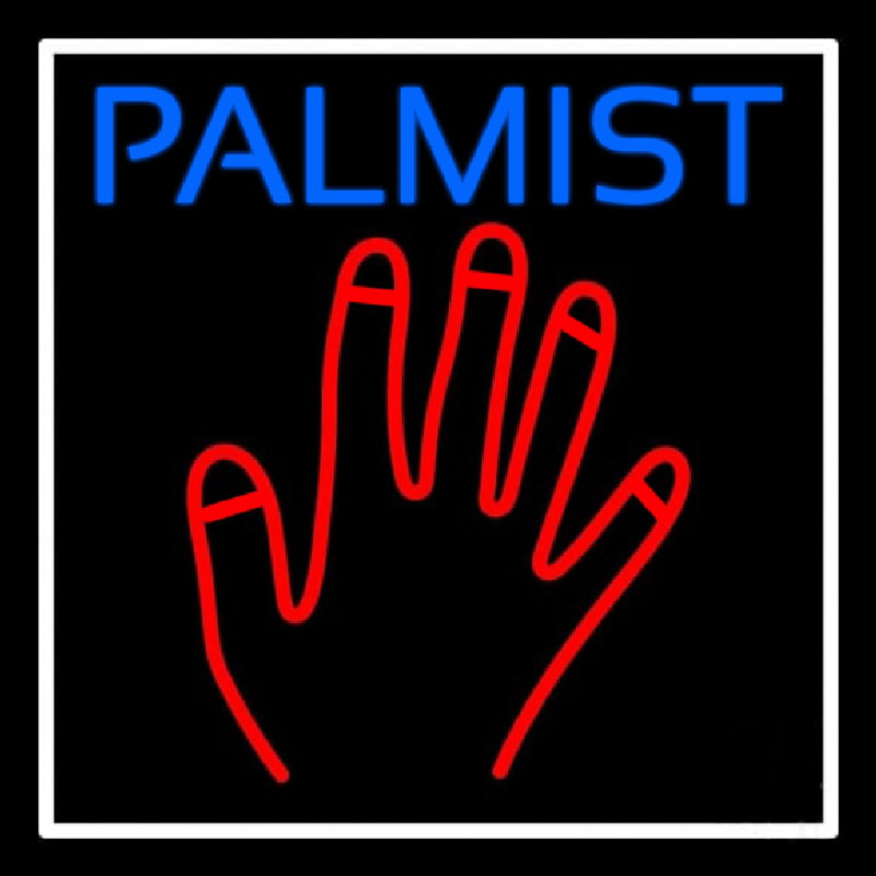 Custom Blue Palmist Red Palm White Border Neon Sign USA