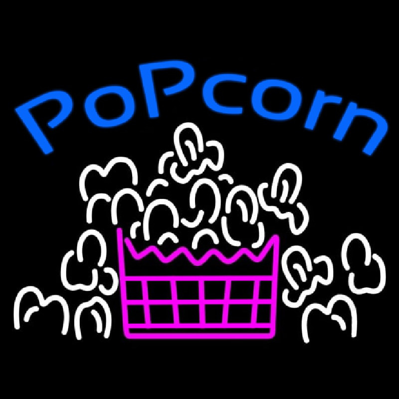 Custom Blue Popcorn Logo Neon Sign USA