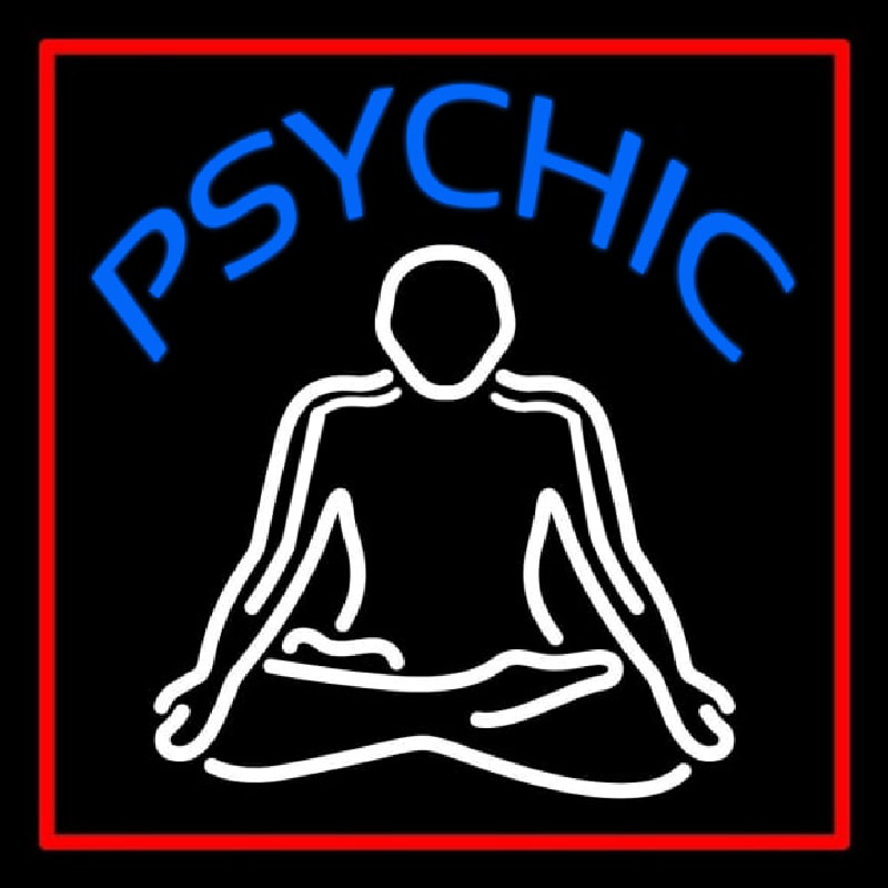 Custom Blue Psychic Logo With Red Border Neon Sign USA