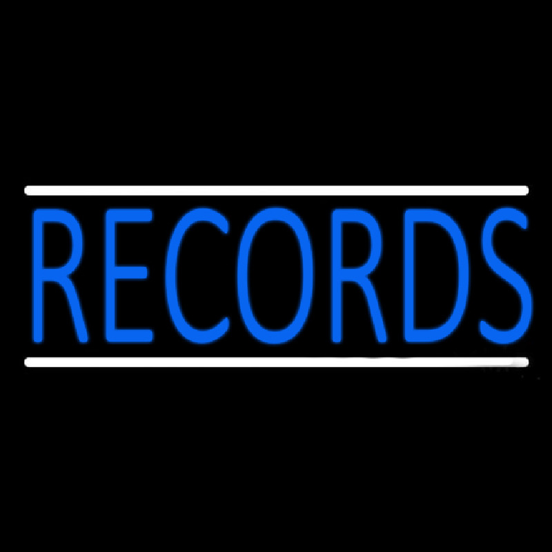 Custom Blue Records Block White Line 1 Neon Sign USA
