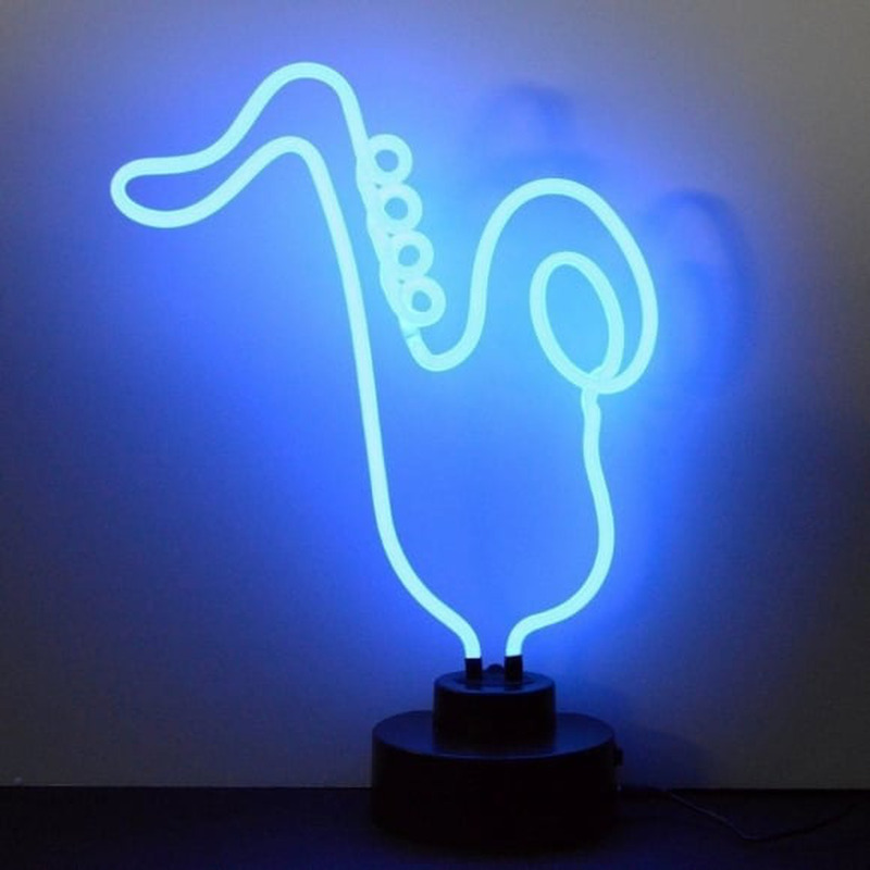 Custom Blue Saxophone Desktop Neon Sign