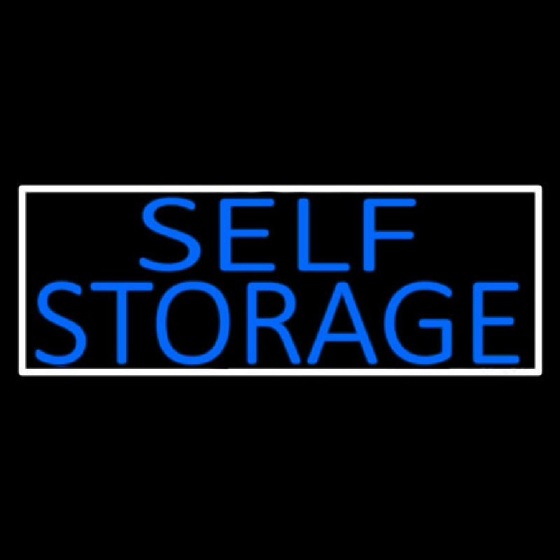 Custom Blue Self Storage With White Border Neon Sign USA
