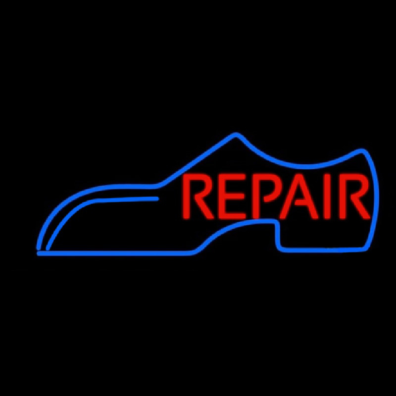 Custom Blue Shoe Logo Red Repair Neon Sign USA