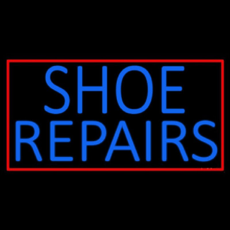Custom Blue Shoe Repairs With Border Neon Sign USA