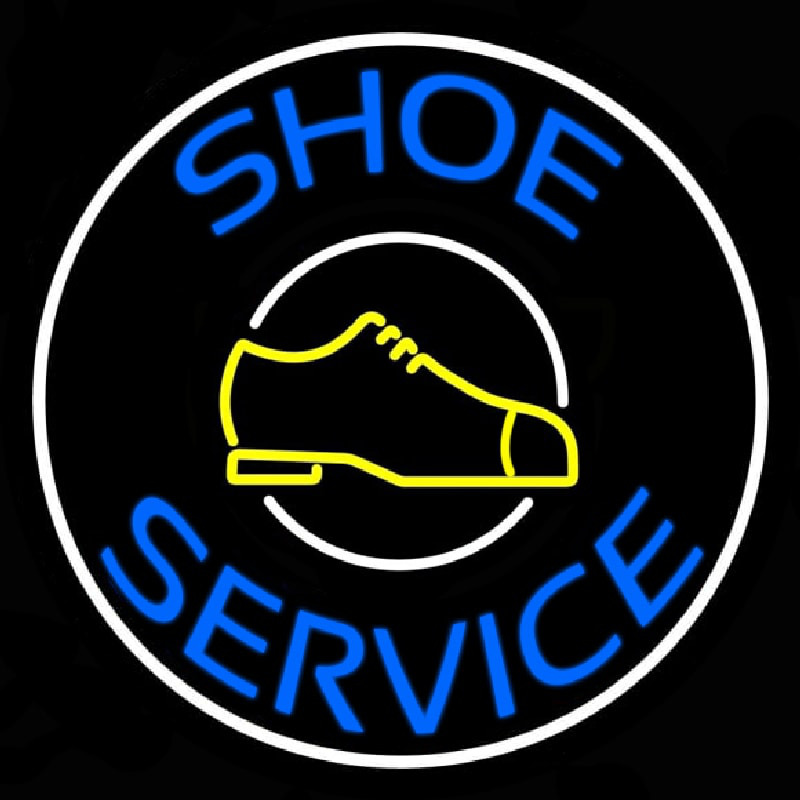 Custom Blue Shoe Service Neon Sign USA