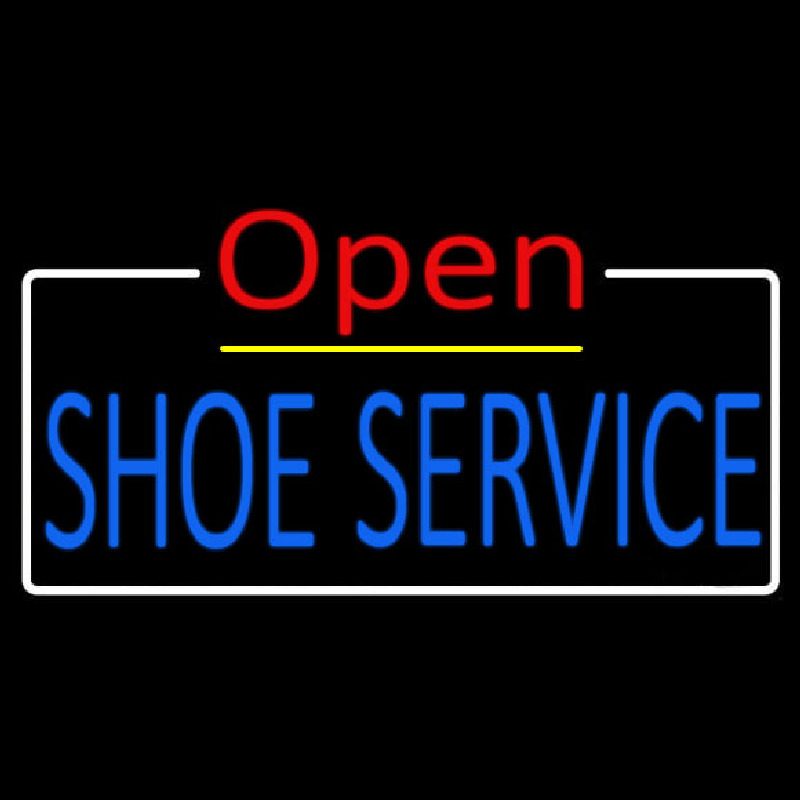 Custom Blue Shoe Service Open Neon Sign USA