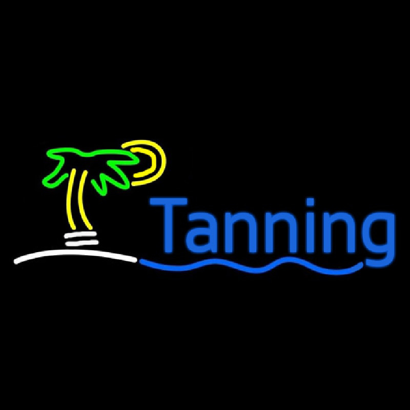 Custom Blue Tanning Palm Tree Neon Sign USA