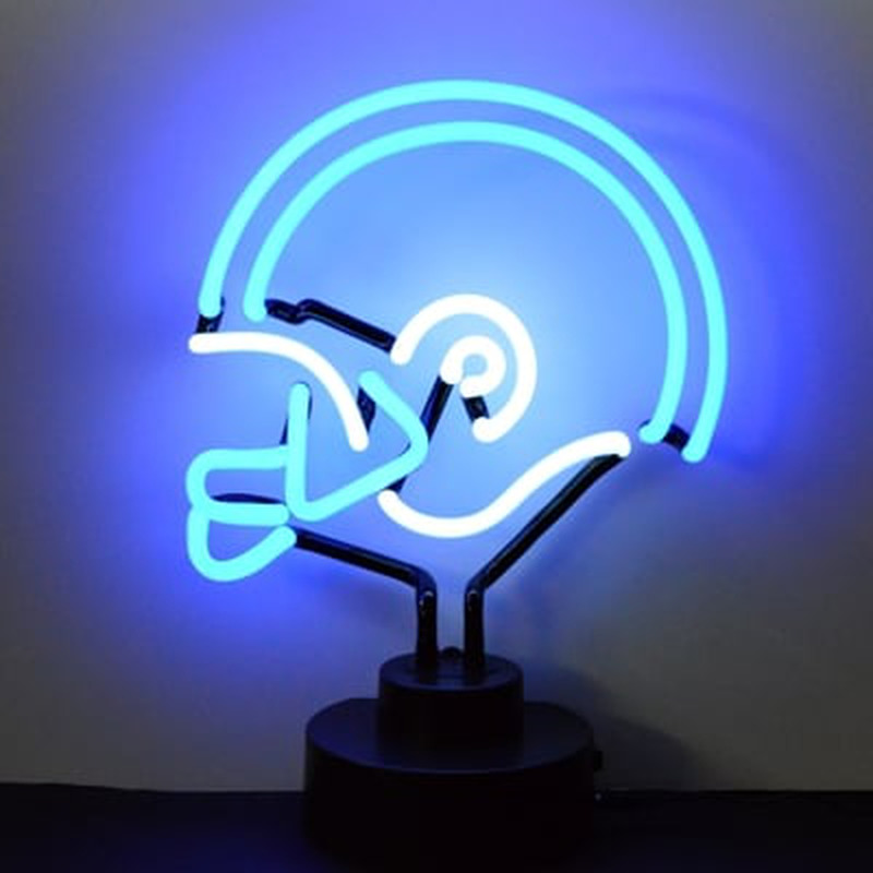 Custom Blue White Football Helmet Desktop Neon Sign