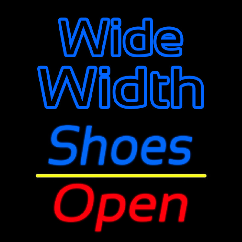 Custom Blue Wide Width Shoes Open Neon Sign USA