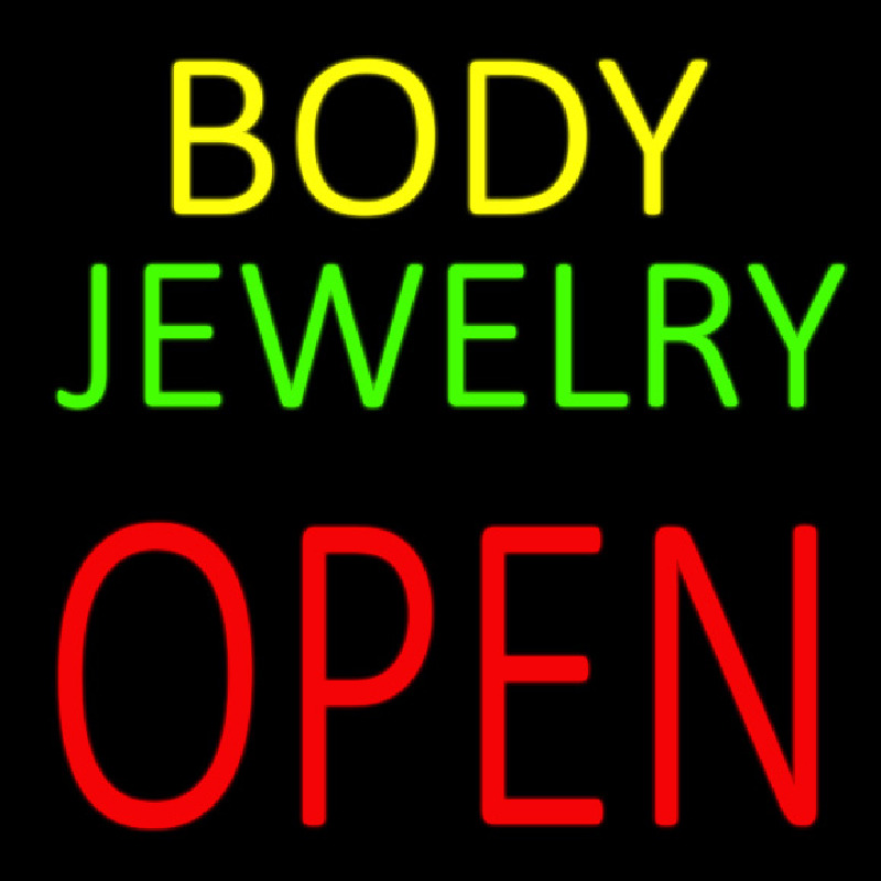 Custom Body Jewelry Open Block Neon Sign USA