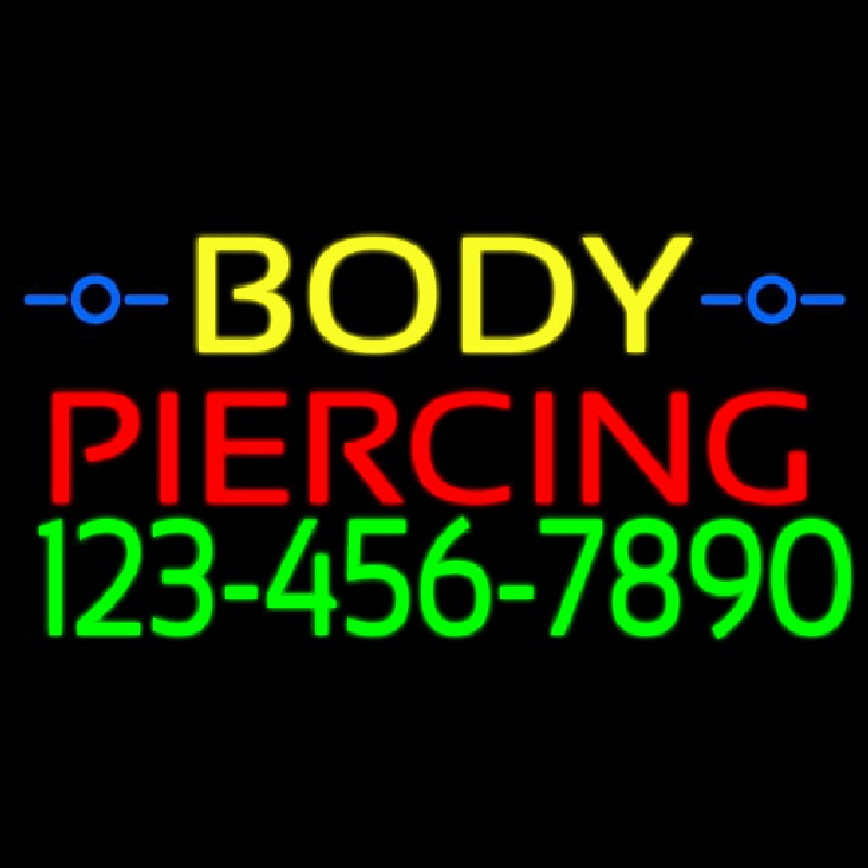 Custom Body Piercing With Phone Number Neon Sign USA