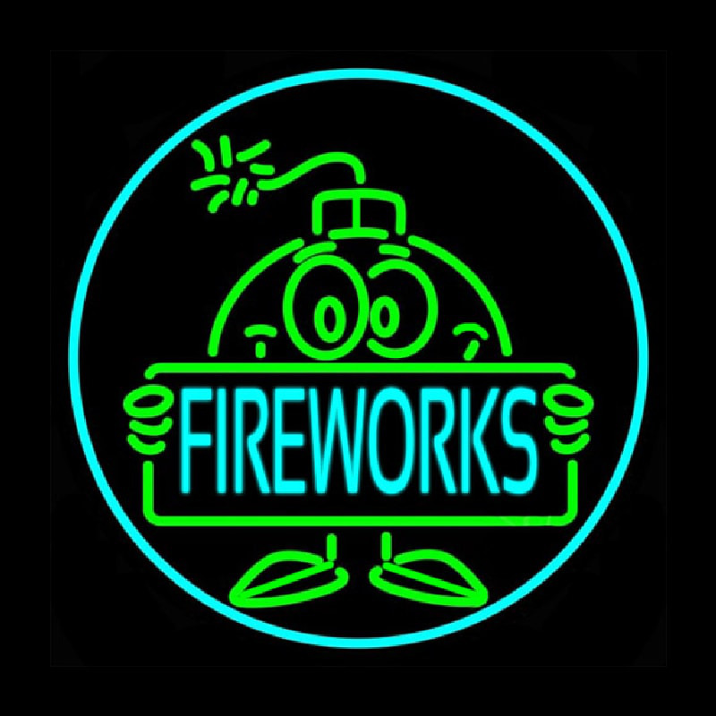 Custom Bomb Fire Work 2 Neon Sign USA
