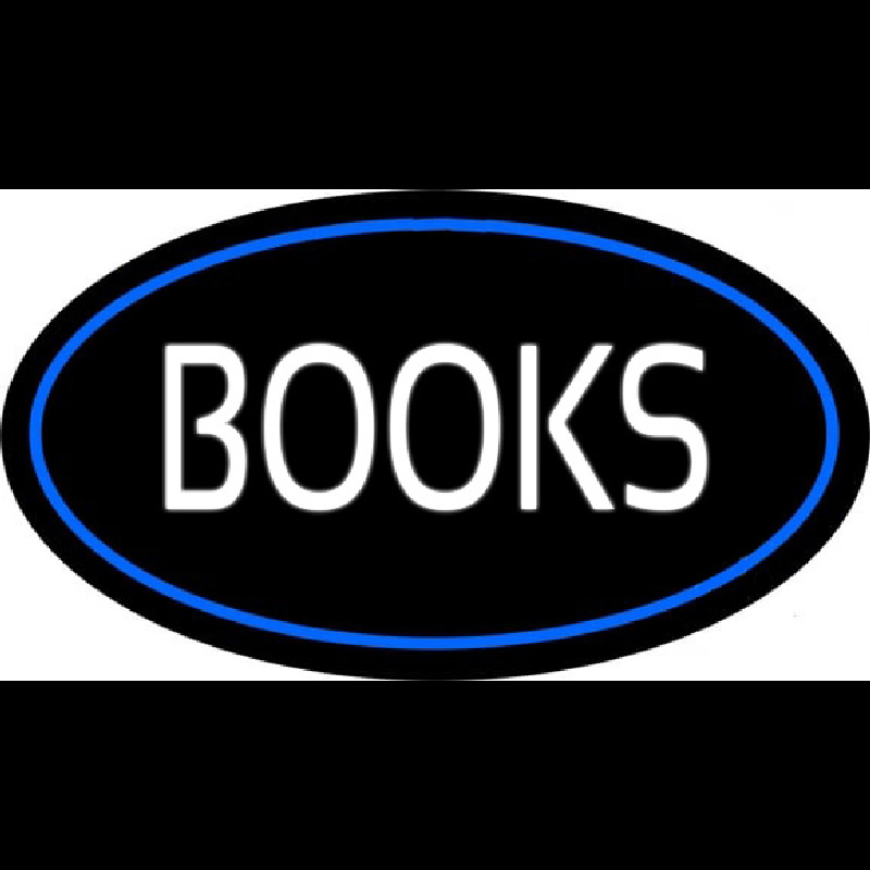 Custom Books Oval Blue Neon Sign USA