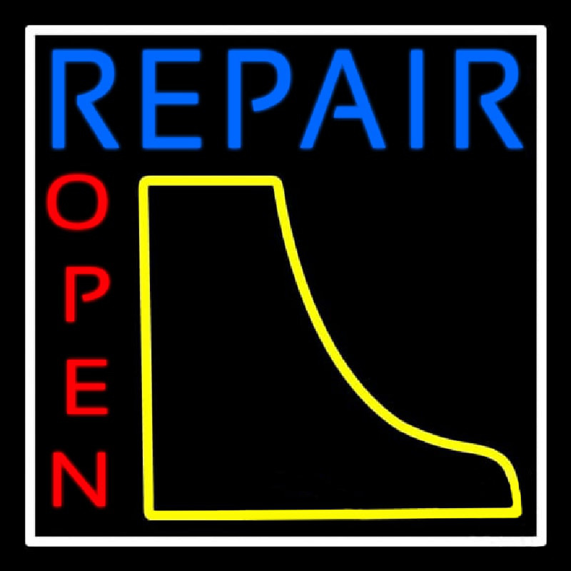 Custom Boot Repair Open Neon Sign USA
