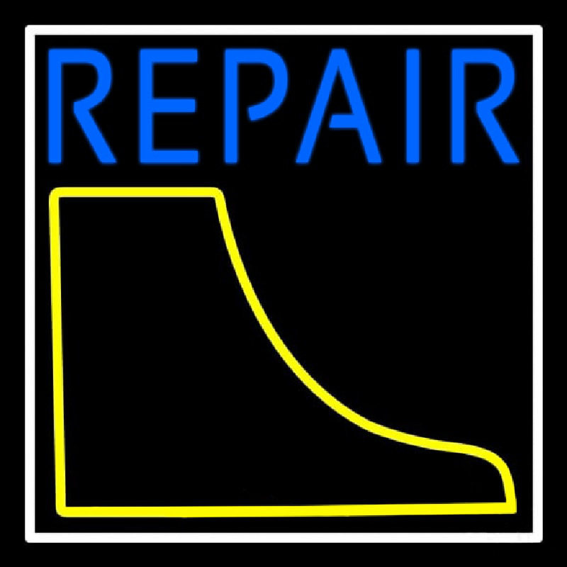 Custom Boot Repair With White Border Neon Sign USA
