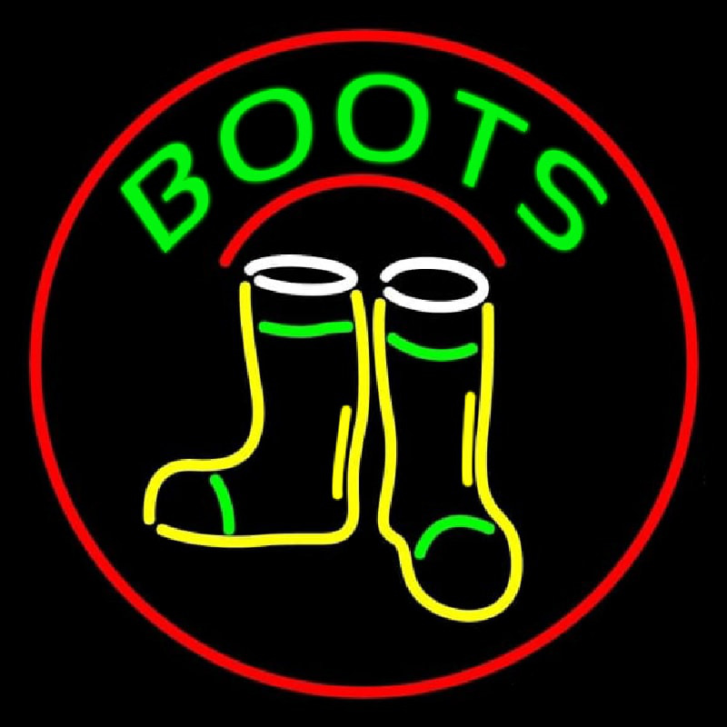 Custom Boots With Logo Red Border Neon Sign USA