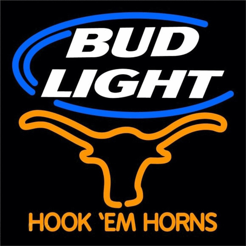 Custom Bud Light Texas Longhorns Hook Em Horns Beer Sign Neon Sign USA