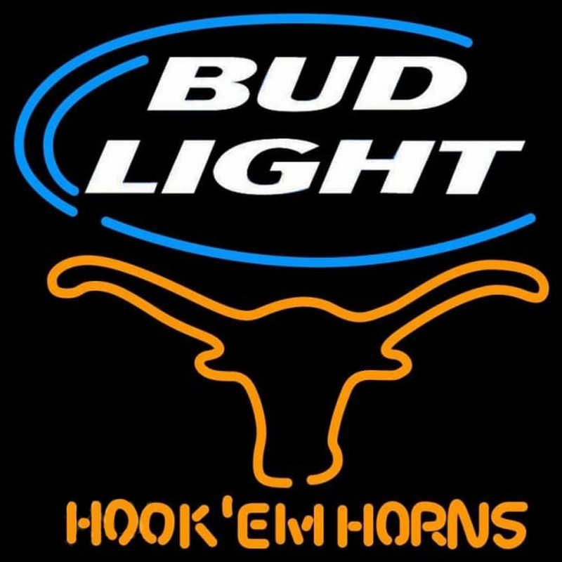 Custom Bud Light Texas Longhorns Hook Em Horns Beer Sign Neon Sign USA