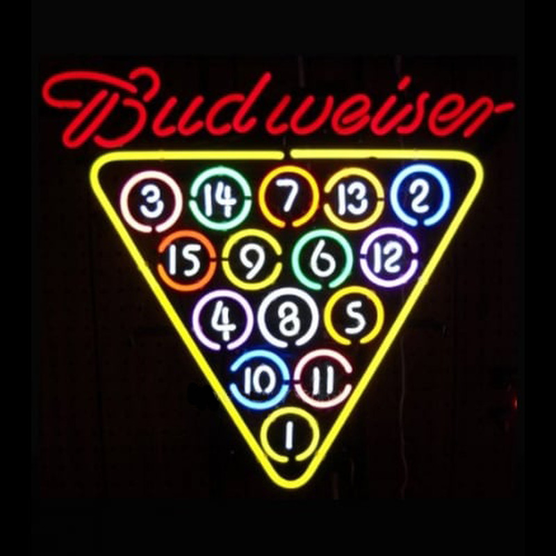 Custom Budweiser 15 Ball Rack Neon Sign USA