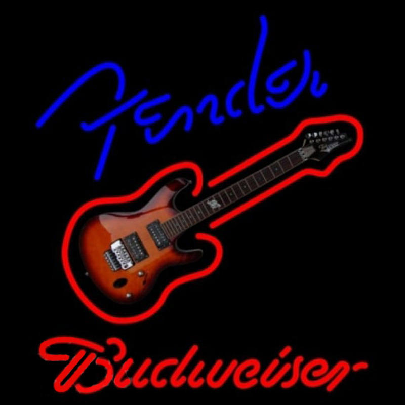 Custom Budweiser Fender Blue Red Guitar Beer Sign Neon Sign USA