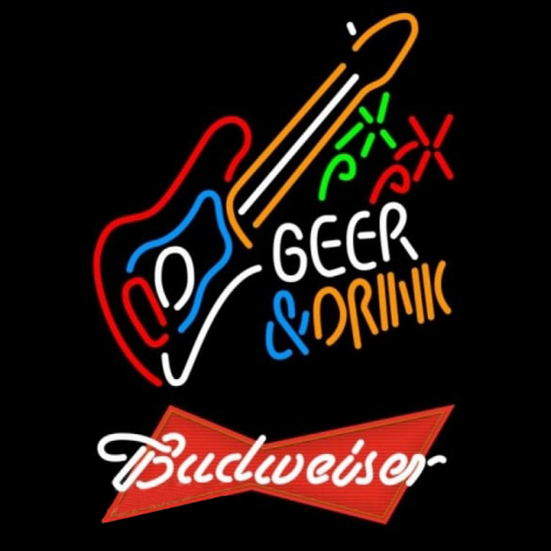 Custom Budweiser Red And Drink Guitar Beer Sign Neon Sign USA