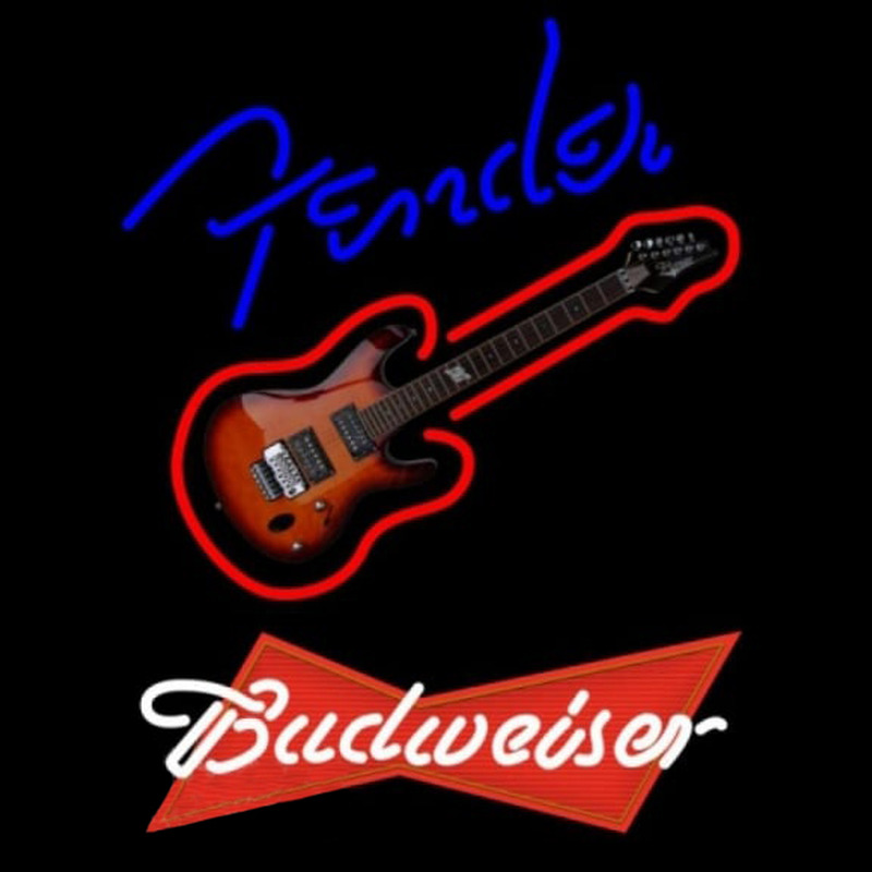 Custom Budweiser Red Fender Blue Red Guitar Beer Sign Neon Sign USA