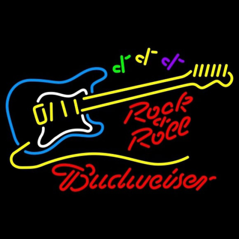 Custom Budweiser Rock N Roll Yellow Guitar Beer Sign Neon Sign USA