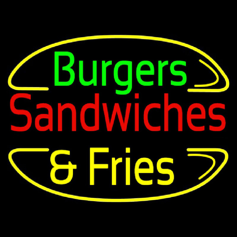 Custom Burgers And Fries Neon Sign USA