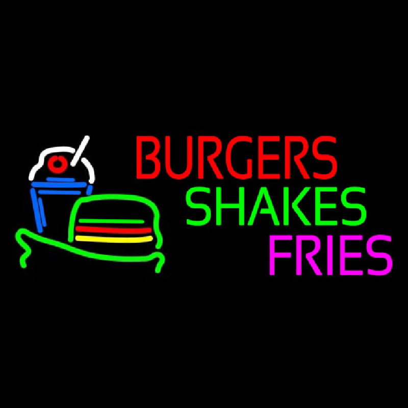 Custom Burgers Shakes Fries Neon Sign USA
