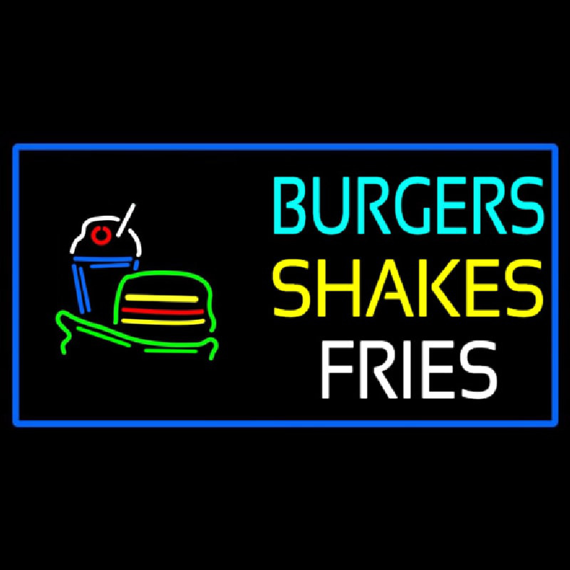Custom Burgers Shakes Fries Neon Sign USA