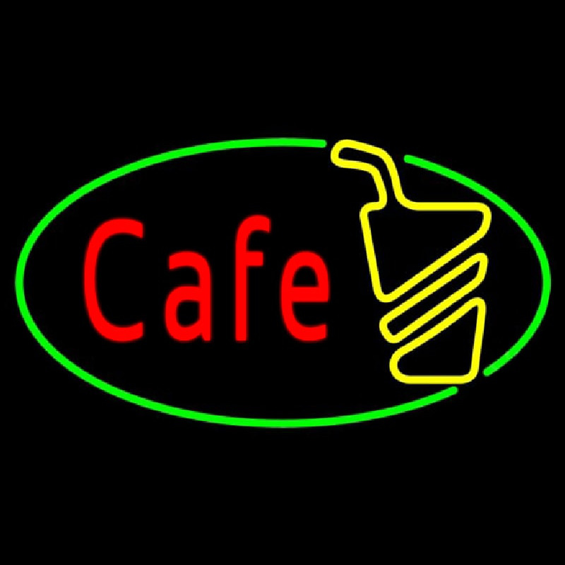 Custom Cafe Red With Green Border Neon Sign USA