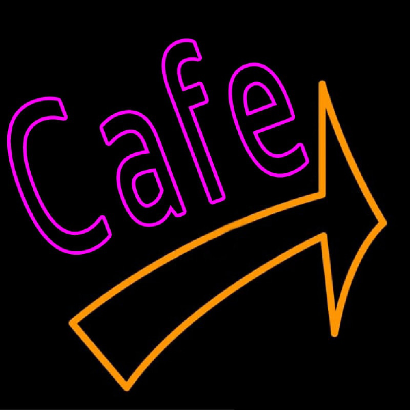 Custom Cafe With Red Arrow Neon Sign USA