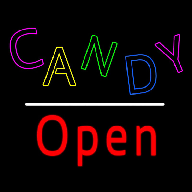 Custom Candy Open White Line Neon Sign USA